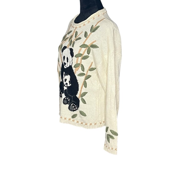 VINTAGE PBJ SPORT Embroidered Panda Holiday Artsy Sweater Crewneck Sweater M - Picture 3 of 12